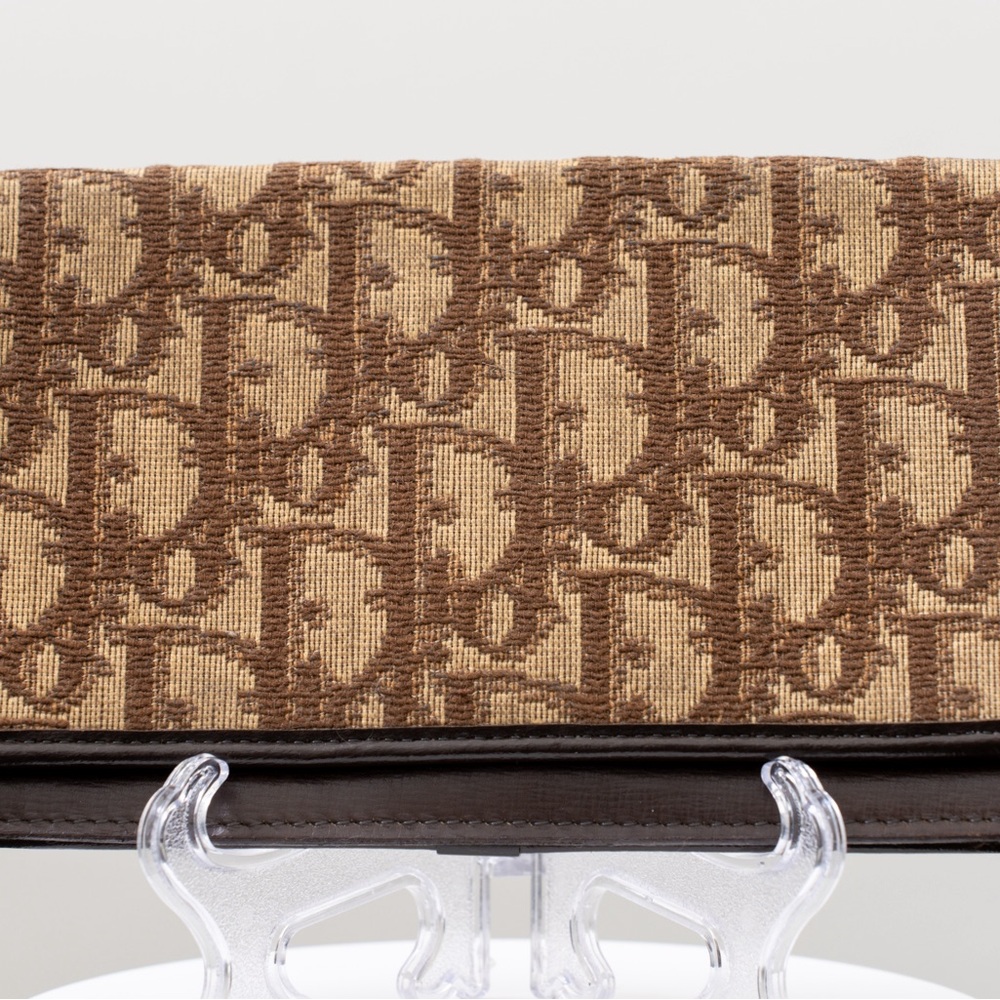 Dior Brown and Tan Logo Jacquard Wallet